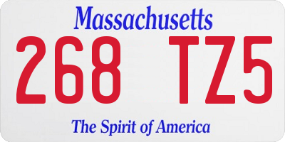MA license plate 268TZ5