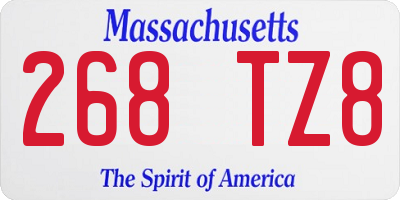 MA license plate 268TZ8