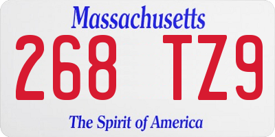MA license plate 268TZ9