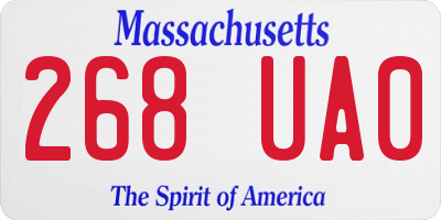 MA license plate 268UA0