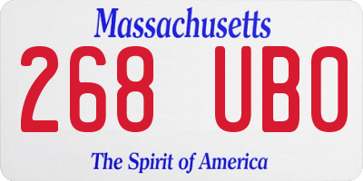 MA license plate 268UB0