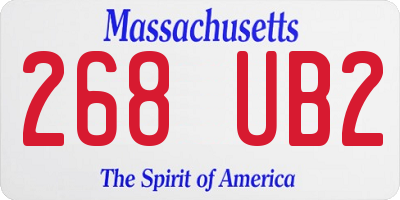 MA license plate 268UB2