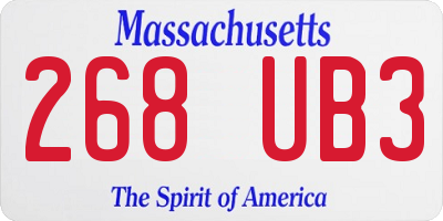 MA license plate 268UB3