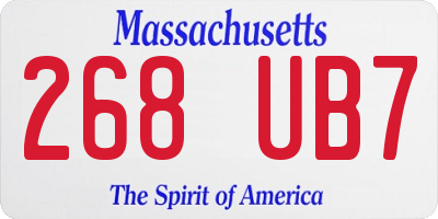 MA license plate 268UB7