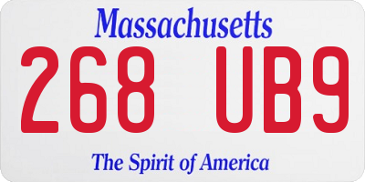 MA license plate 268UB9