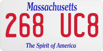 MA license plate 268UC8
