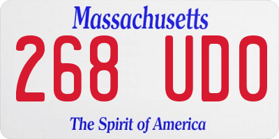 MA license plate 268UD0