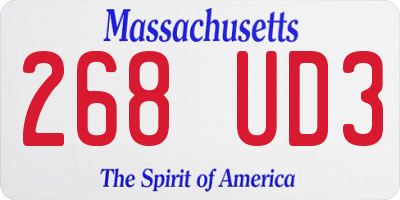 MA license plate 268UD3