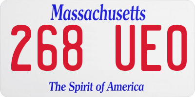 MA license plate 268UE0
