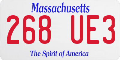 MA license plate 268UE3