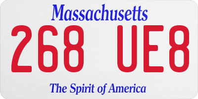MA license plate 268UE8