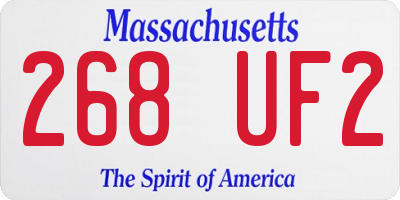 MA license plate 268UF2