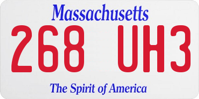 MA license plate 268UH3