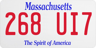 MA license plate 268UI7