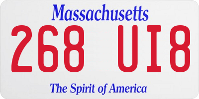 MA license plate 268UI8
