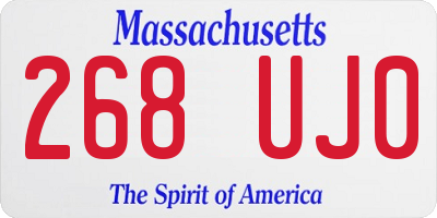 MA license plate 268UJ0