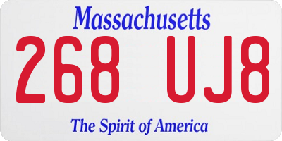 MA license plate 268UJ8
