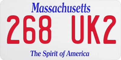 MA license plate 268UK2