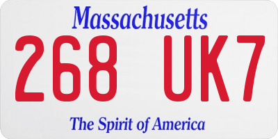 MA license plate 268UK7