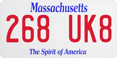 MA license plate 268UK8