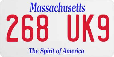 MA license plate 268UK9