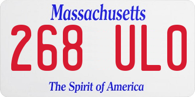 MA license plate 268UL0