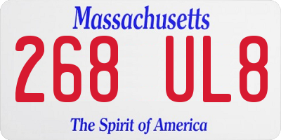 MA license plate 268UL8