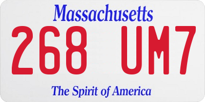 MA license plate 268UM7
