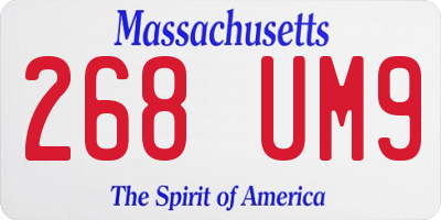 MA license plate 268UM9