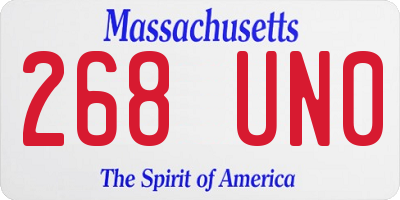 MA license plate 268UN0