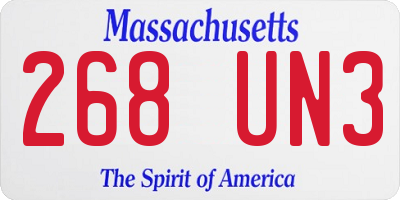 MA license plate 268UN3