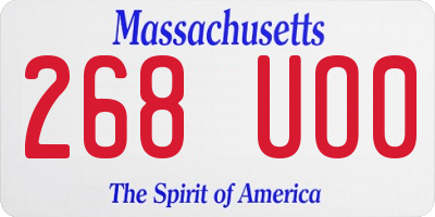 MA license plate 268UO0