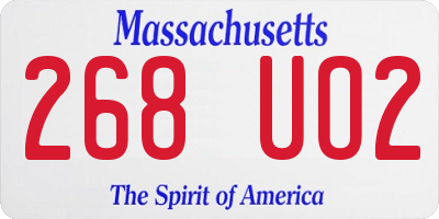 MA license plate 268UO2