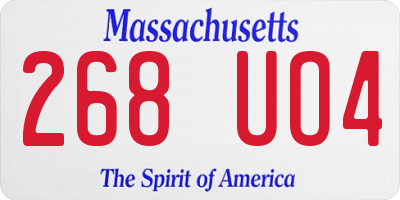 MA license plate 268UO4