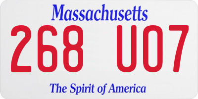 MA license plate 268UO7