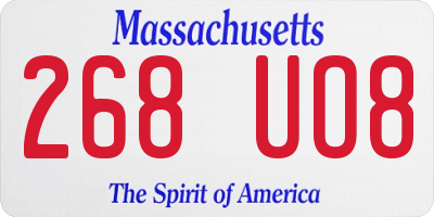 MA license plate 268UO8