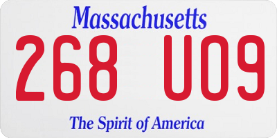 MA license plate 268UO9