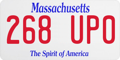 MA license plate 268UP0