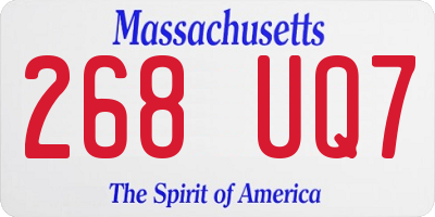 MA license plate 268UQ7