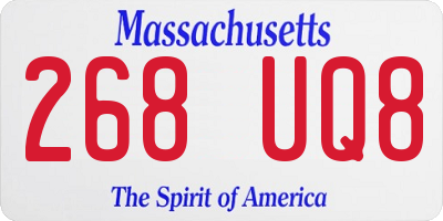 MA license plate 268UQ8