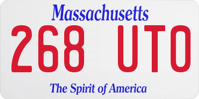 MA license plate 268UT0