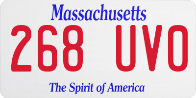 MA license plate 268UV0