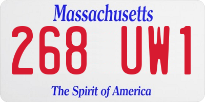 MA license plate 268UW1