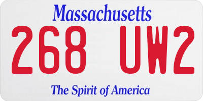 MA license plate 268UW2