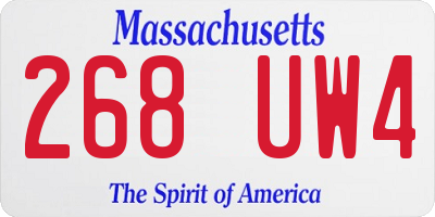 MA license plate 268UW4