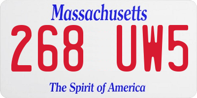 MA license plate 268UW5