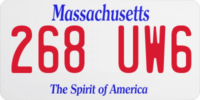 MA license plate 268UW6