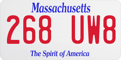 MA license plate 268UW8