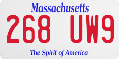 MA license plate 268UW9