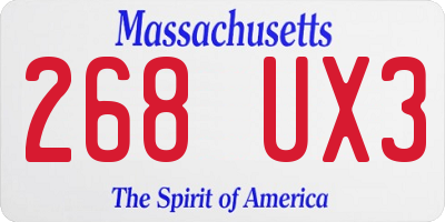MA license plate 268UX3